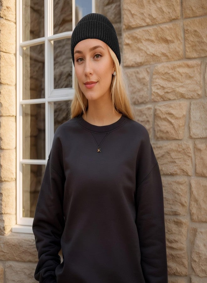 NAHOSY Fisherman Beanie Hats, Unisex Skullcap Trawler Short Cuff Knittet Beanie for Men Women Watch Cap Warm Winter Hat, Black - Image 5